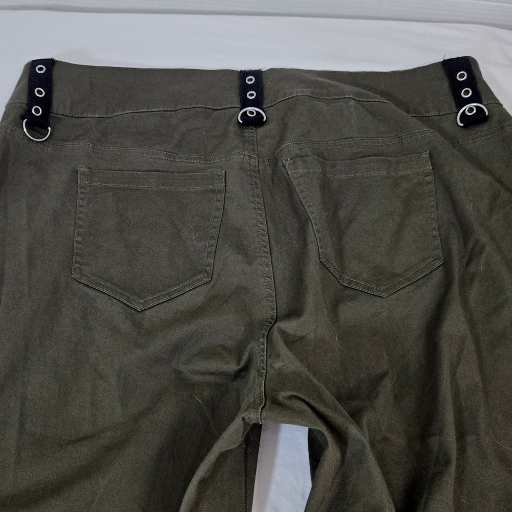 Hot Topic Mall Goth Olive Green Zipper Flare Strap Pants Plus Size 20 Alt Punk - Picture 10 of 14
